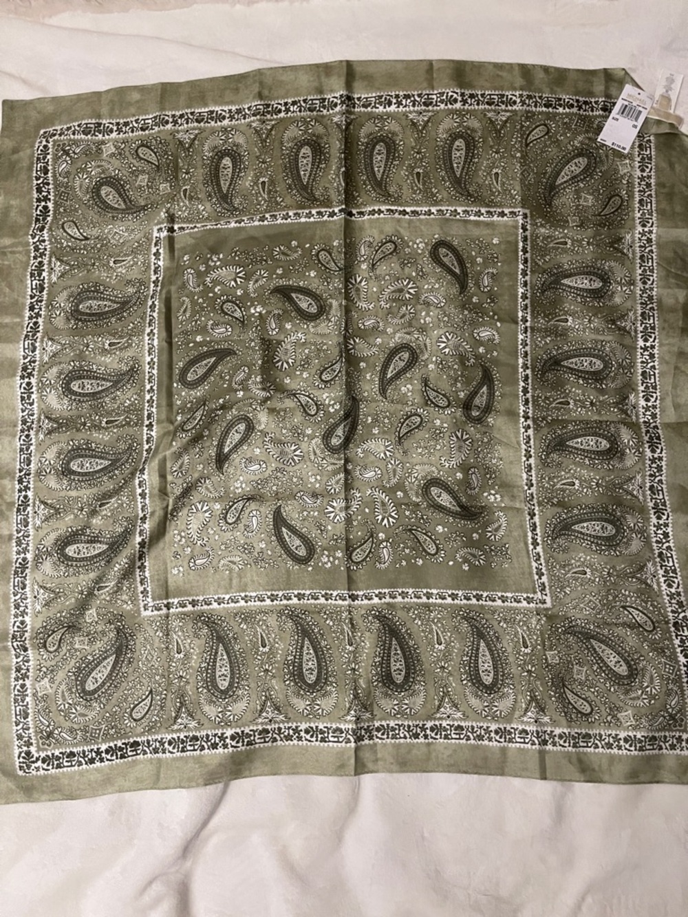 Michael Kors Paisley Scarf 100% silk olive green
